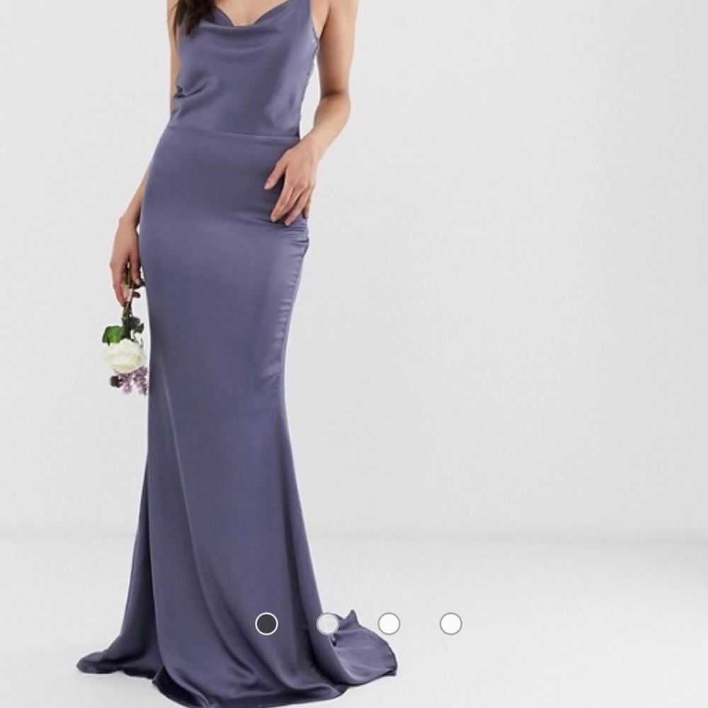 Asos Missguided satin cowl neck maxi in blue NWT
